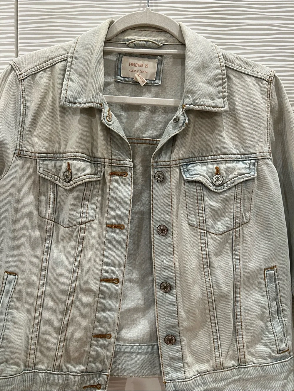 Forever 21 Light Gray Denim Trucker Jacket